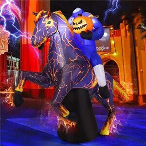6FT Long Halloween Inflatables Headless Horseman Outdoor Decorations Blow Up